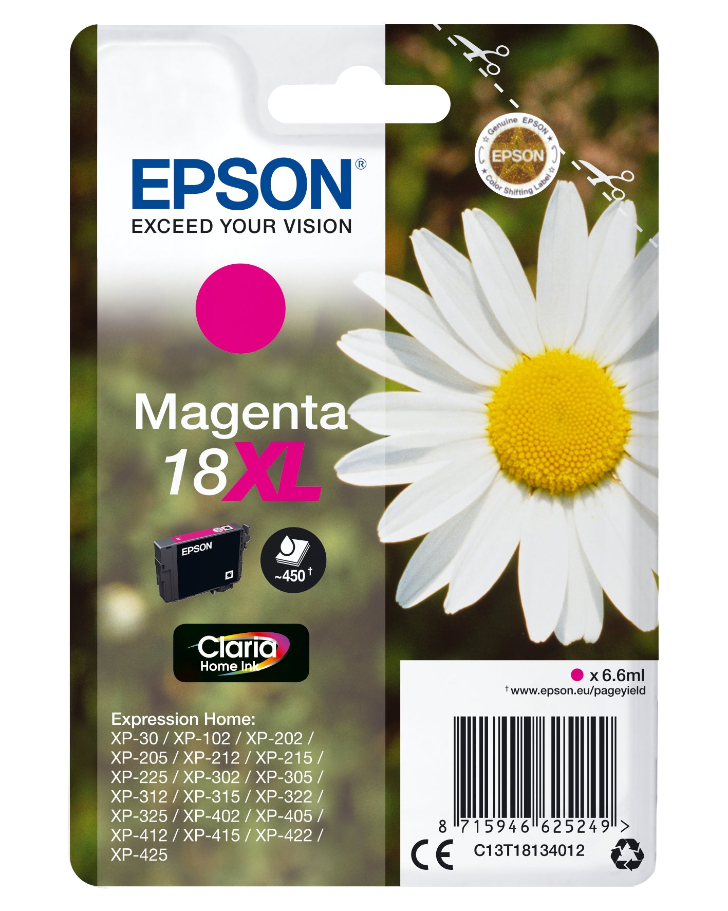 Epson Tintenpatrone 18XL, Magenta – für Tintenstrahldrucker und Multifunktionsgeräte