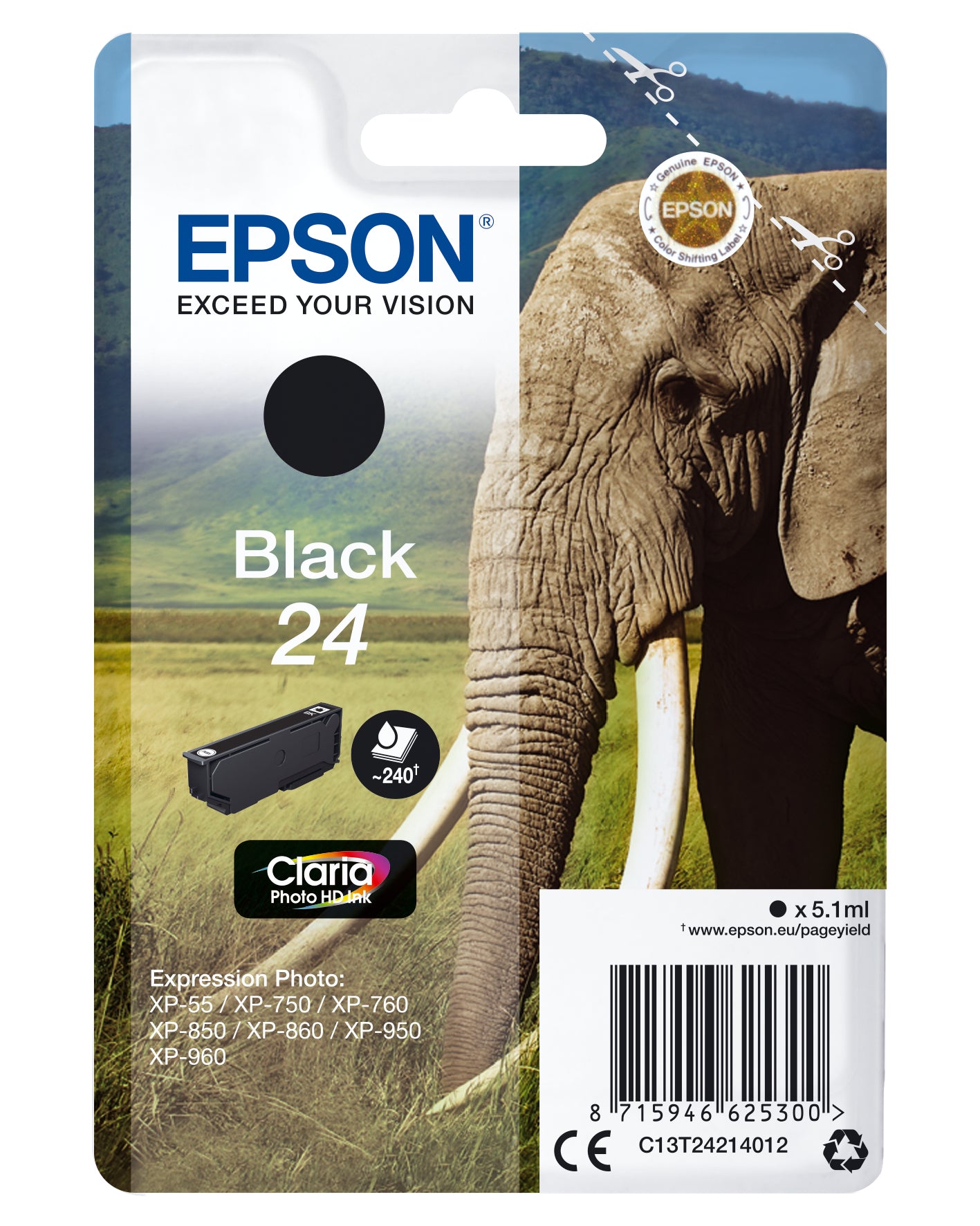 Epson Tintenpatrone 24, Schwarz, 360 Seiten – für Tintenstrahldrucker/Multifunktionsgeräte
