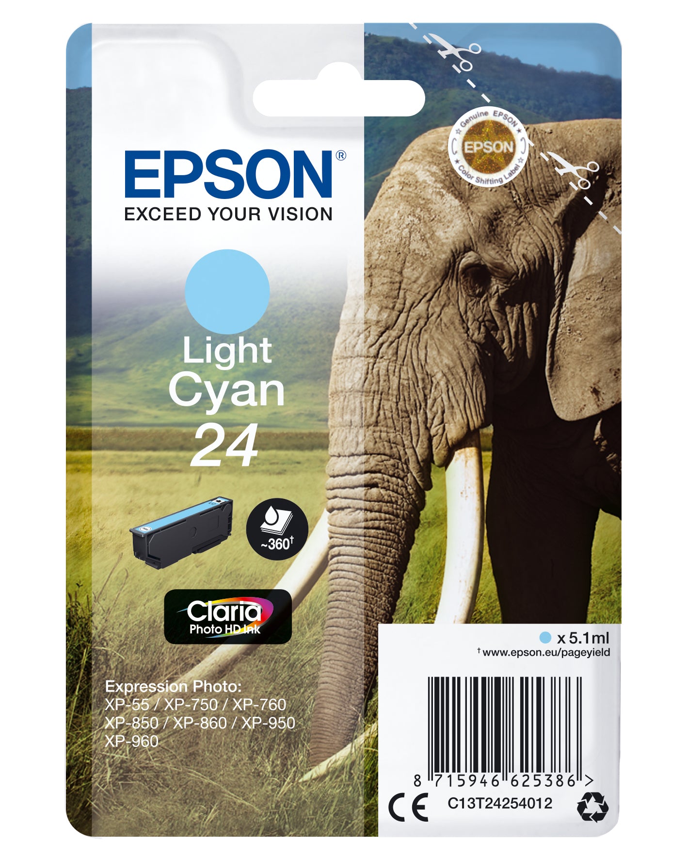 Epson Tintenpatrone 24, cyan, 360 Seiten