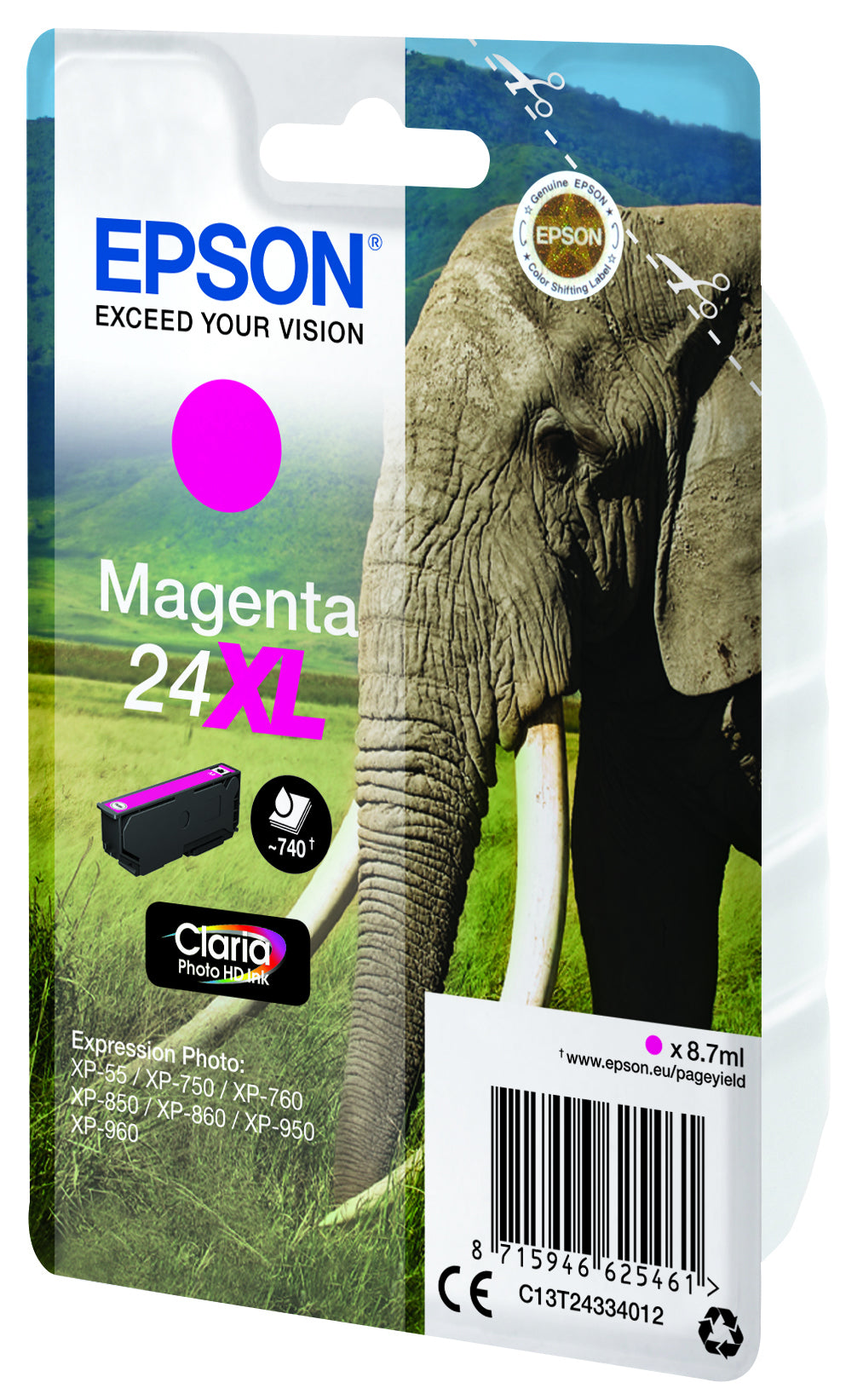 Epson T2433XL Magenta Tintenpatrone (Original) – 740 Seiten – für Epson Expression Photo XP-960/950/860 …