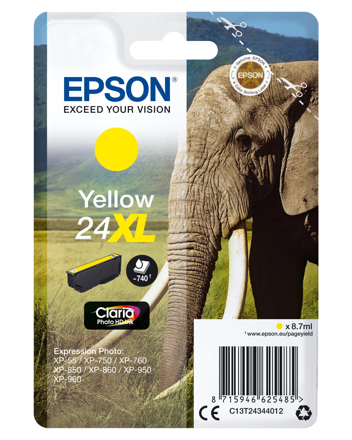 Epson Tintenpatrone 24XL, Gelb, 500 Seiten