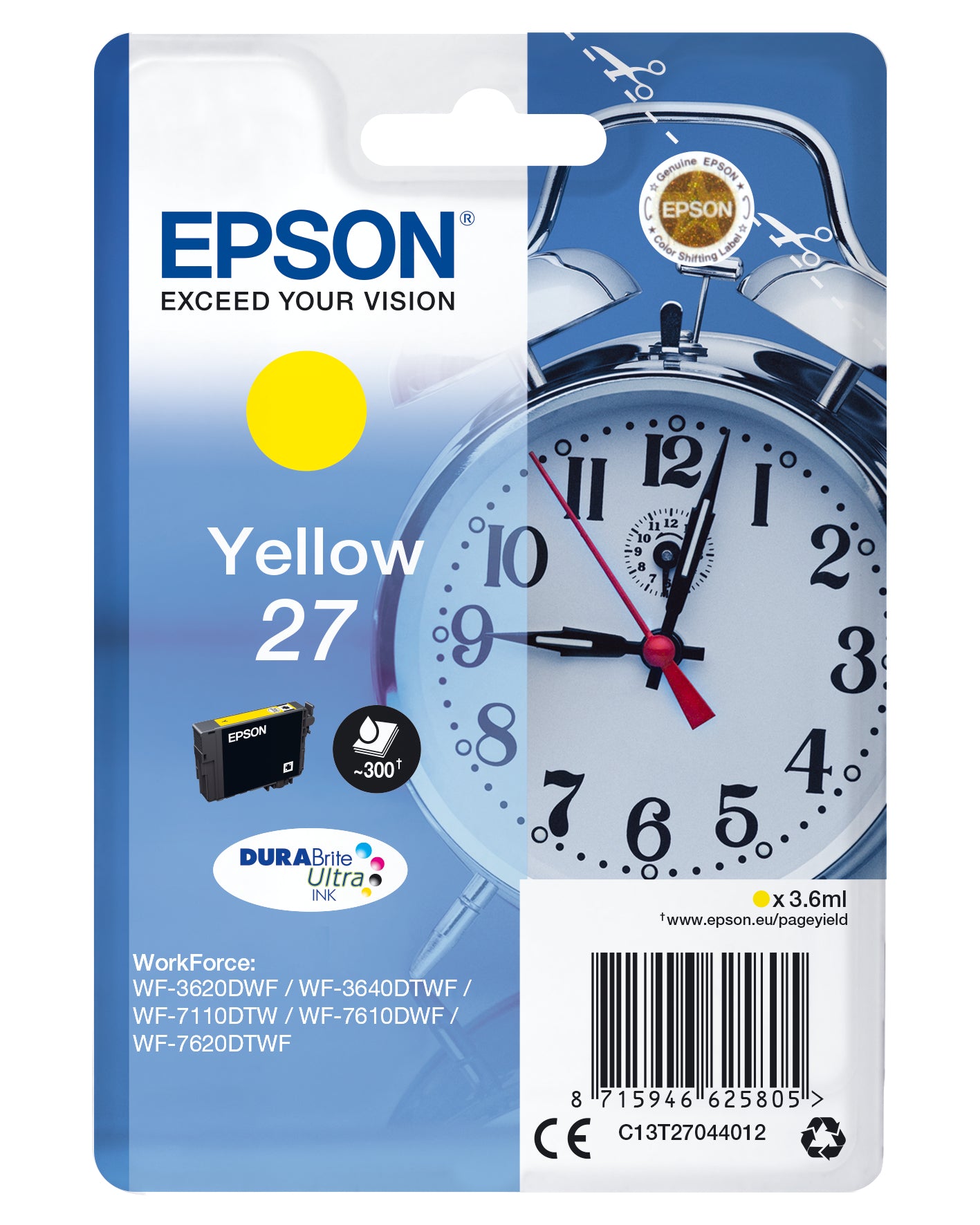 Epson Tintenpatrone 27, Gelb, 3,6 ml