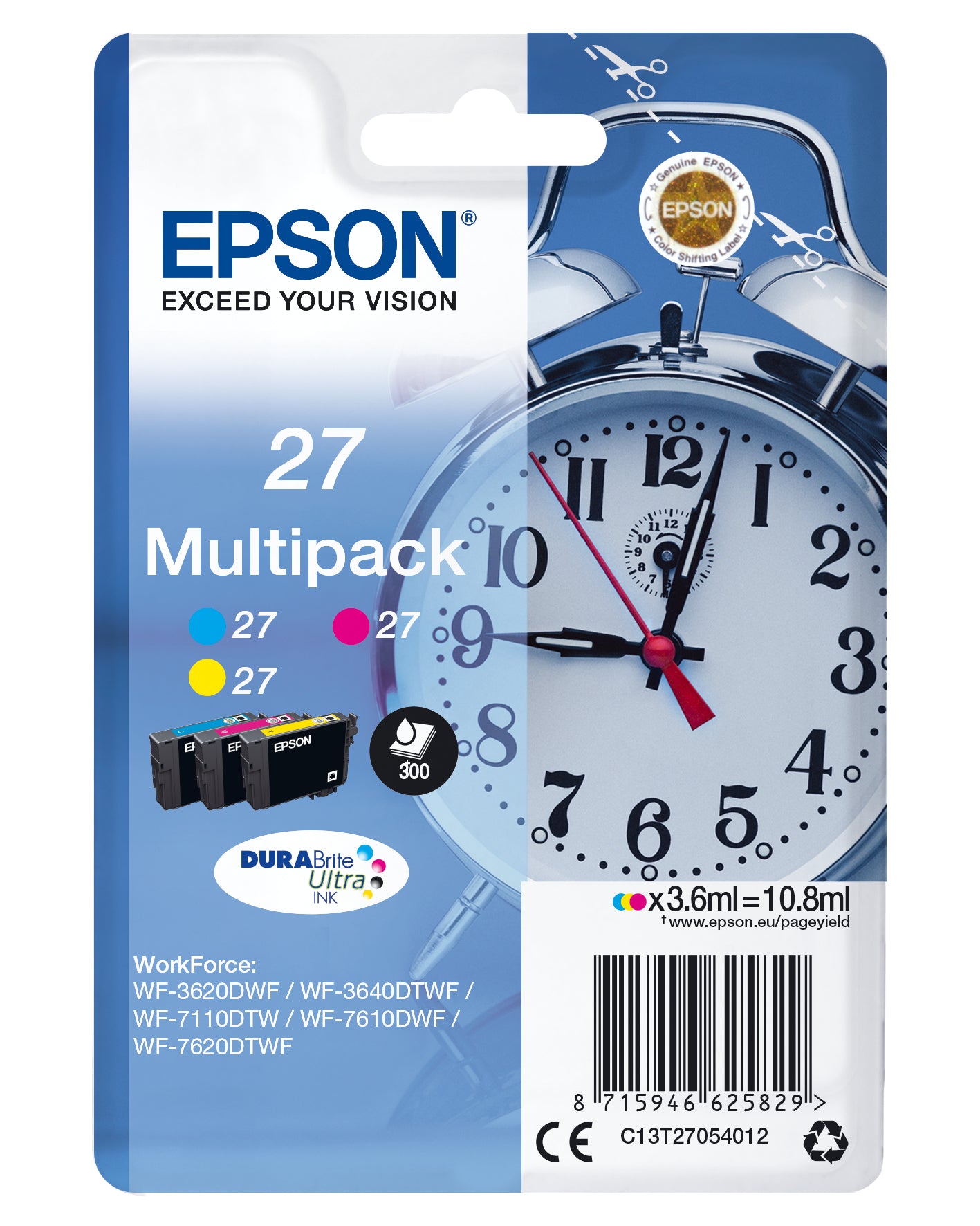 Epson T270540 Tintenpatronen-Multipack, Cyan/Magenta/Gelb (Original) – für WorkForce WF-7720/7715/7710 …