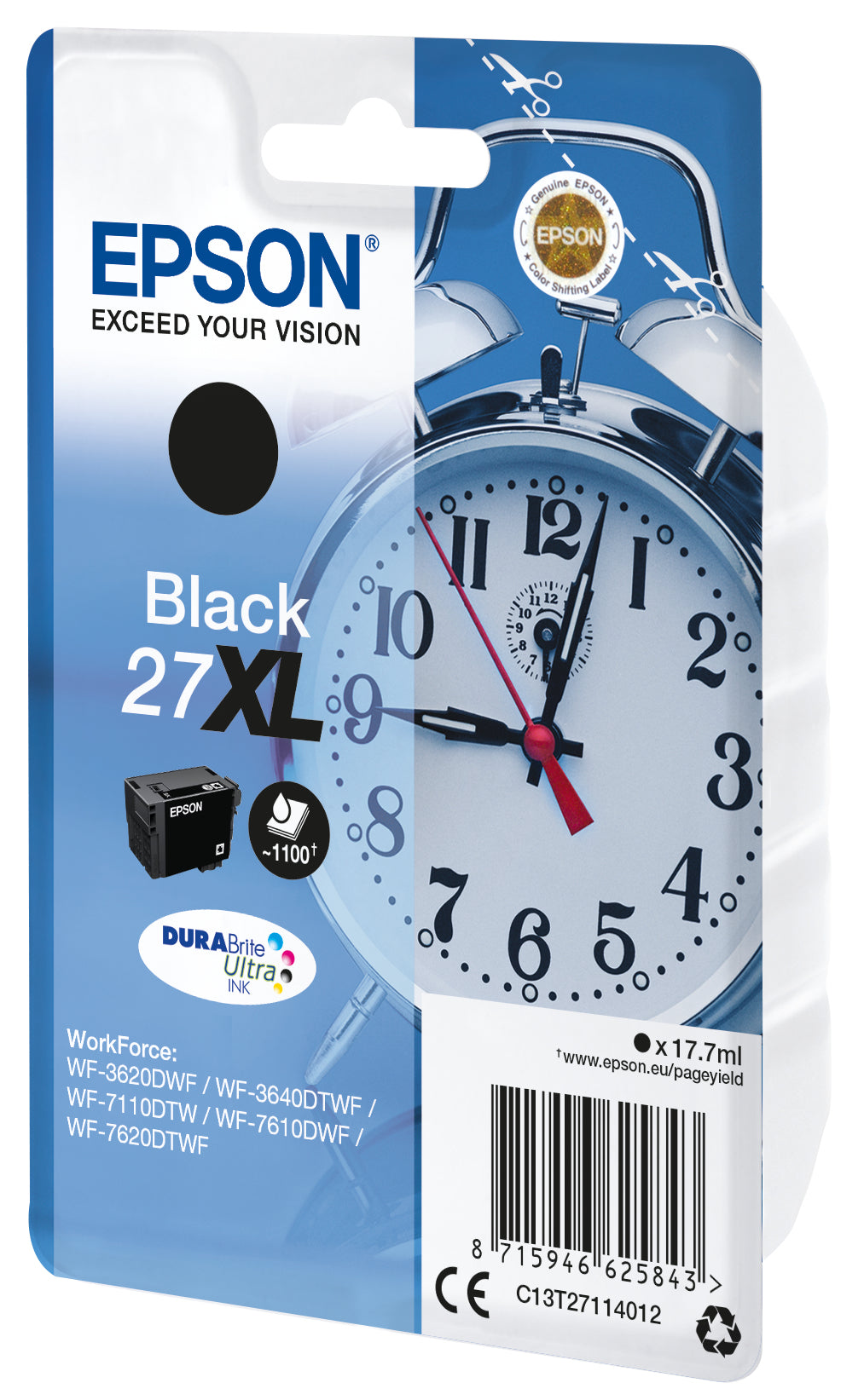 Epson Tintenpatrone 27XL, Schwarz, 1'100 Seiten – für Inkjetdrucker/Multifunktionsgeräte
