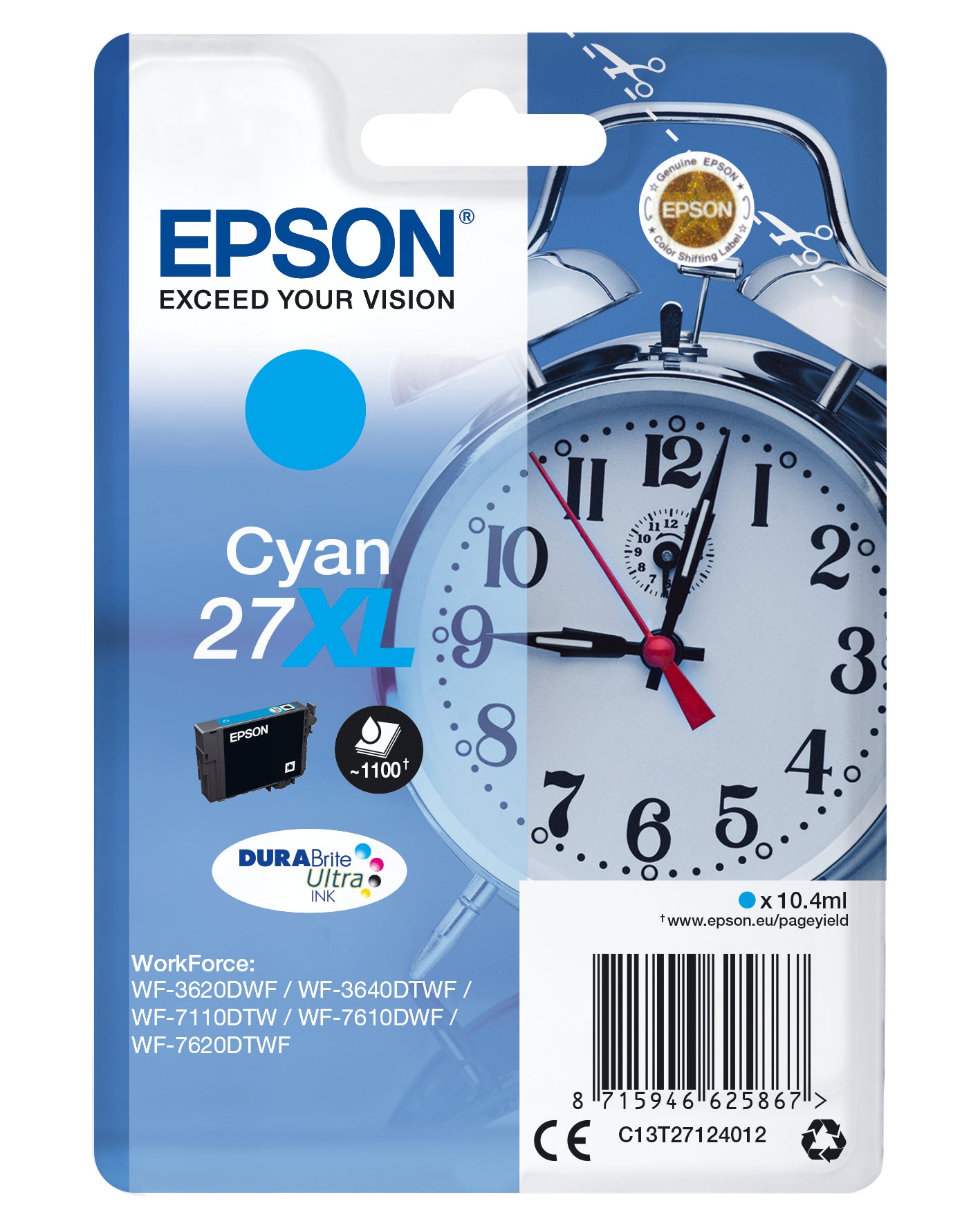 Epson Tintenpatrone 27XL, Cyan – für Inkjetdrucker