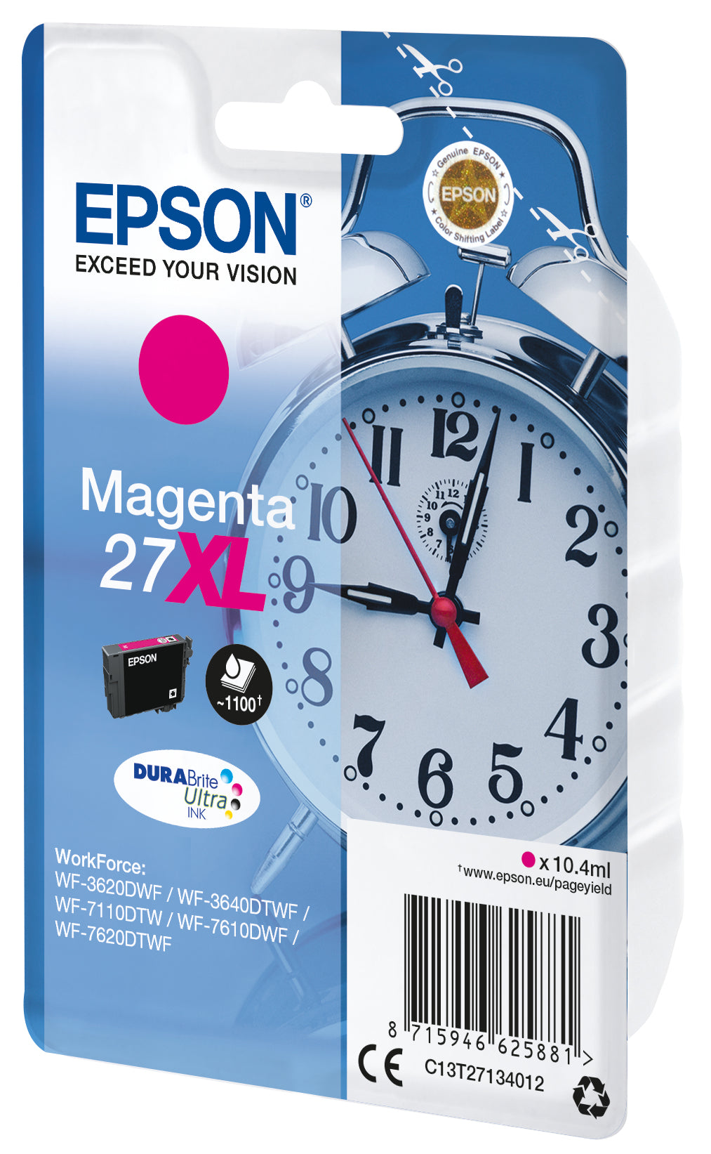 Epson 27XL Magenta Tintenpatrone (Original) – 1'100 Seiten – für Epson WorkForce WF-7720/7715/7710 …
