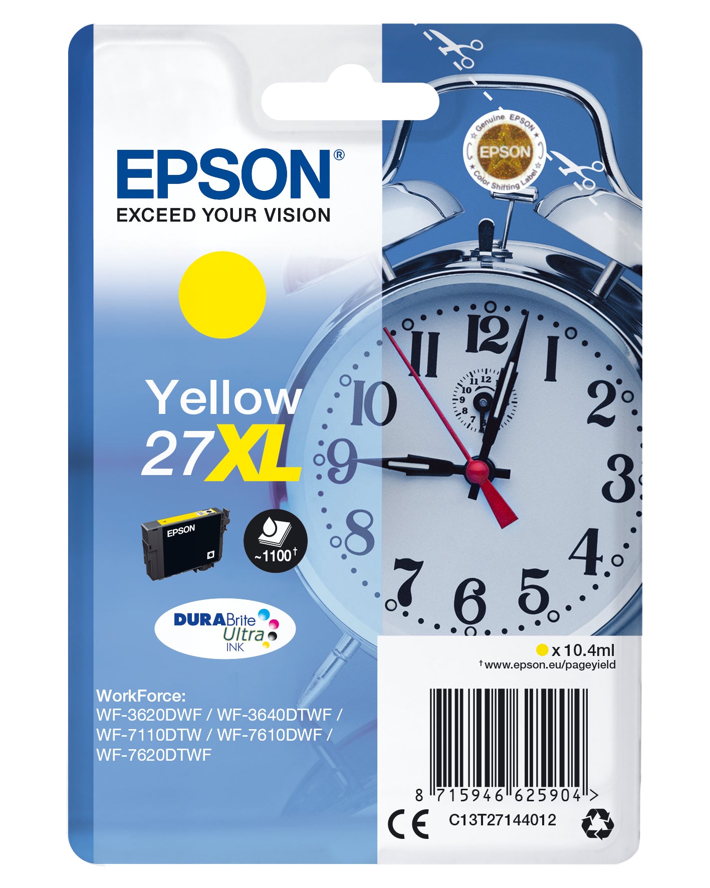 Epson T2714XL Gelbe Tintenpatrone (Original) – 1'100 Seiten – für WorkForce WF-7720DTWF/7715DWF/7710DWF …