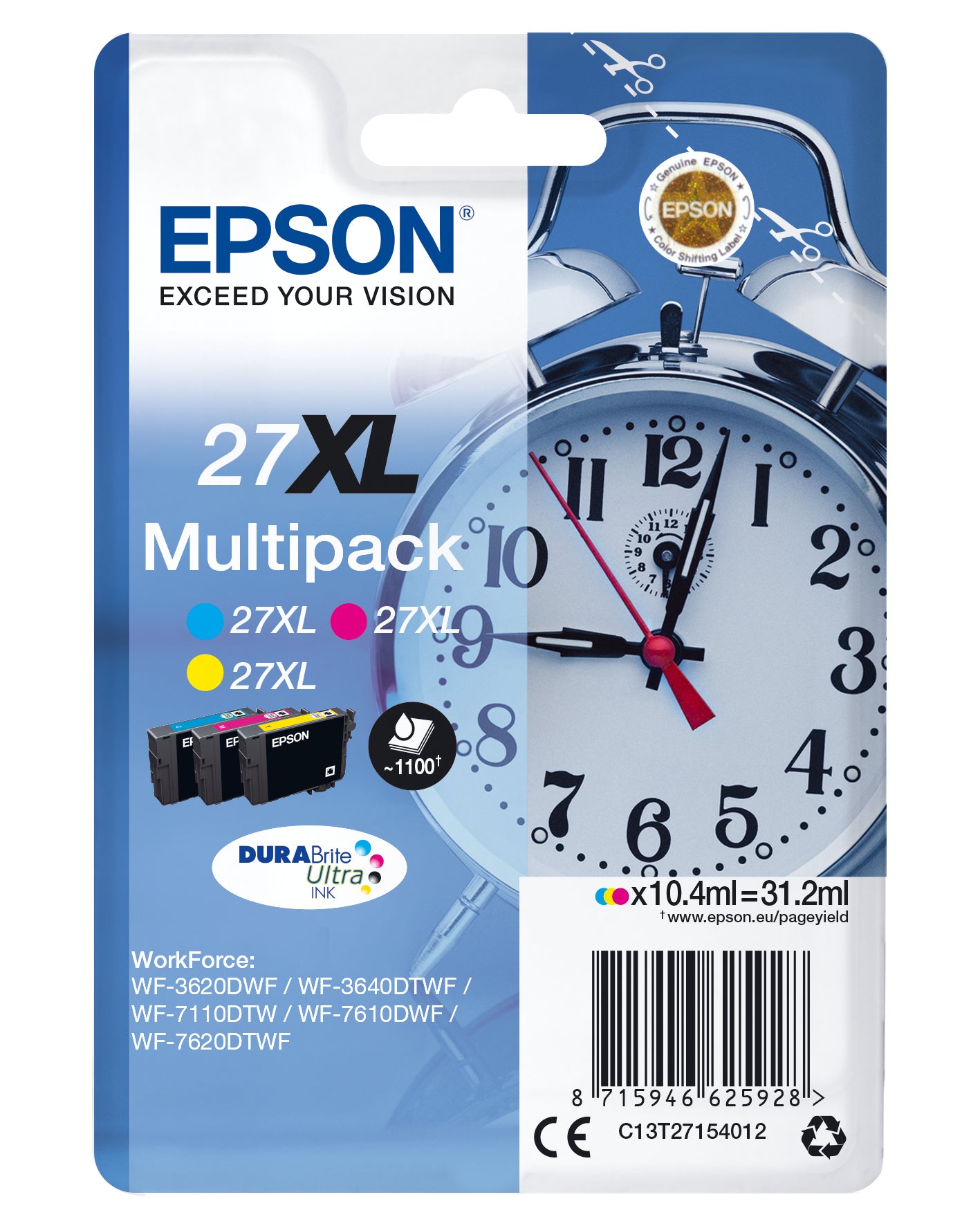 Epson Tintenpatronen-Multipack 27XL (C13T27154022), XL, original – für WorkForce WF-7720/7715/7710
