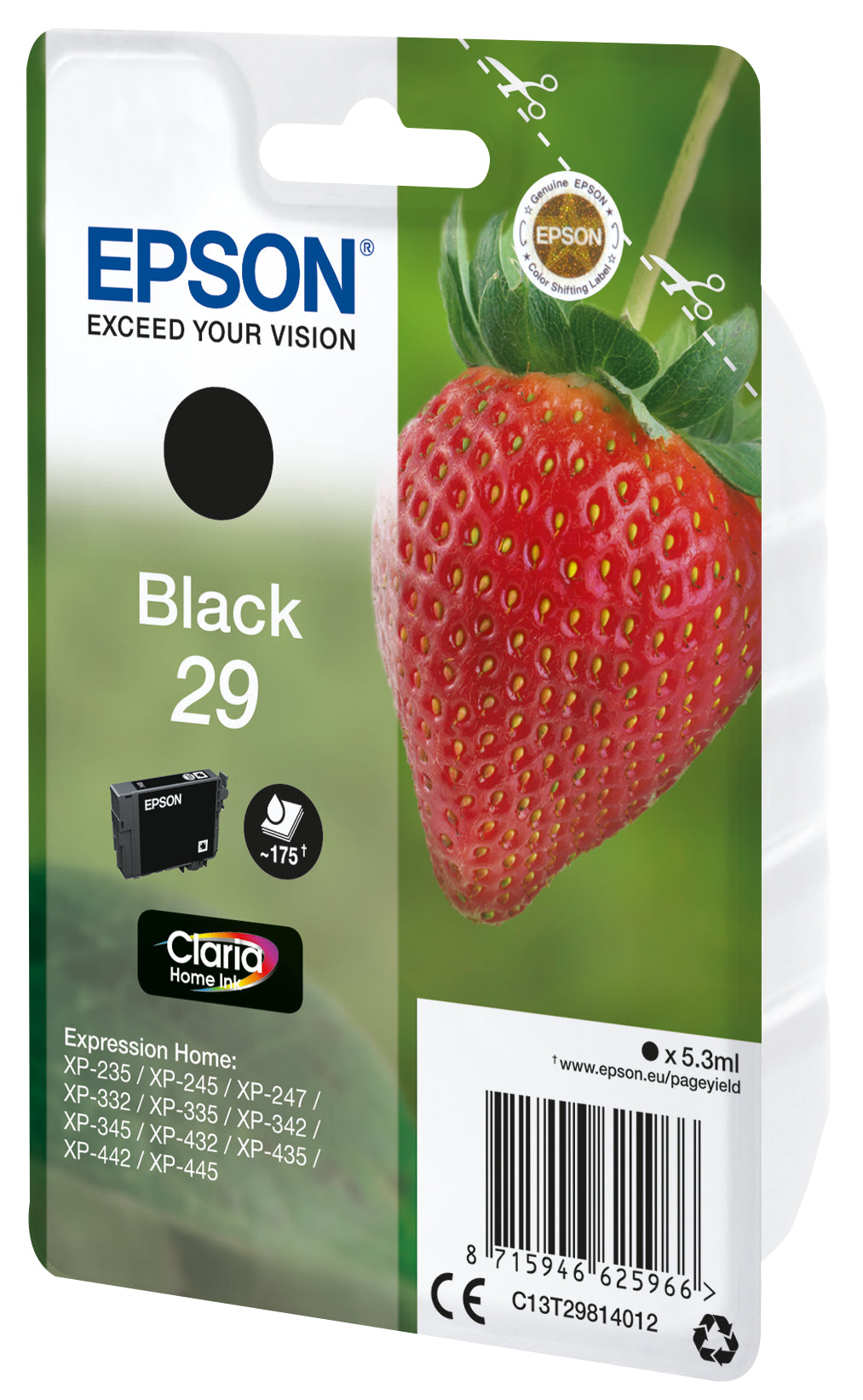 Epson 29 Schwarz Tintenpatrone (Original) – 175 Seiten – für Epson Expression Home XP-455/452/445 …