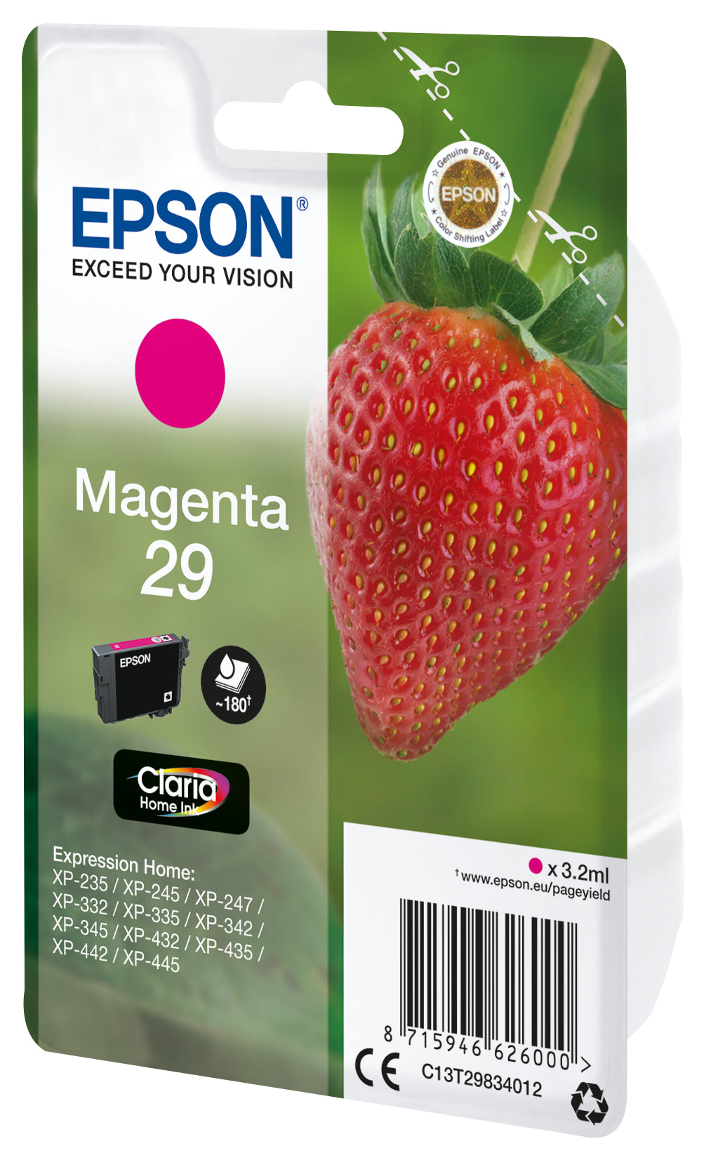 Epson Tintenpatrone C13T29834022, Magenta, 3,2 ml – für Expression Home XP-455, XP-452, XP-445 und andere