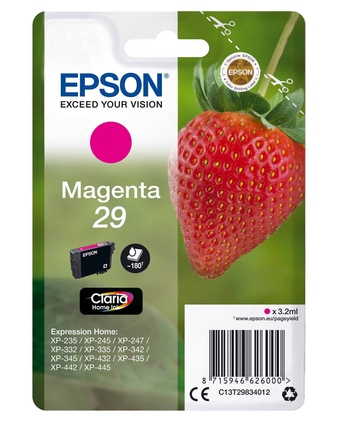 Epson Tintenpatrone 29, Magenta, 180 Seiten – für Tintenstrahldrucker/Multifunktionsgeräte