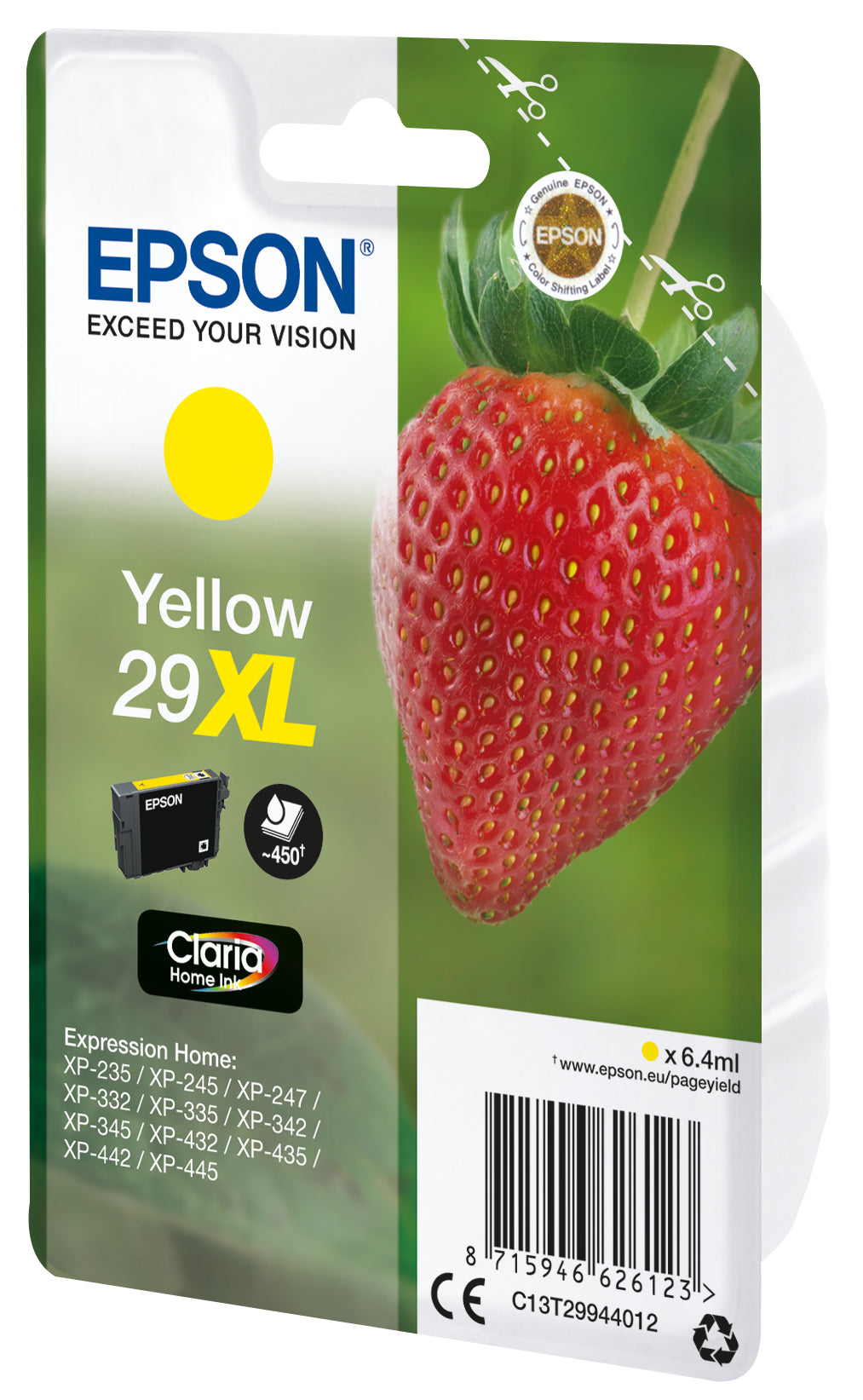 Epson Tintenpatrone 29XL (C13T29944022), Gelb, 450 Seiten – für XP-455, XP-452, XP-445 und andere