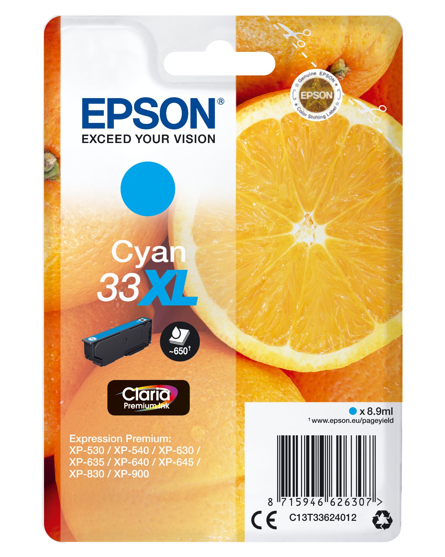 Epson Tintenpatrone 33XL, cyan – für Inkjet- und Multifunktionsgeräte