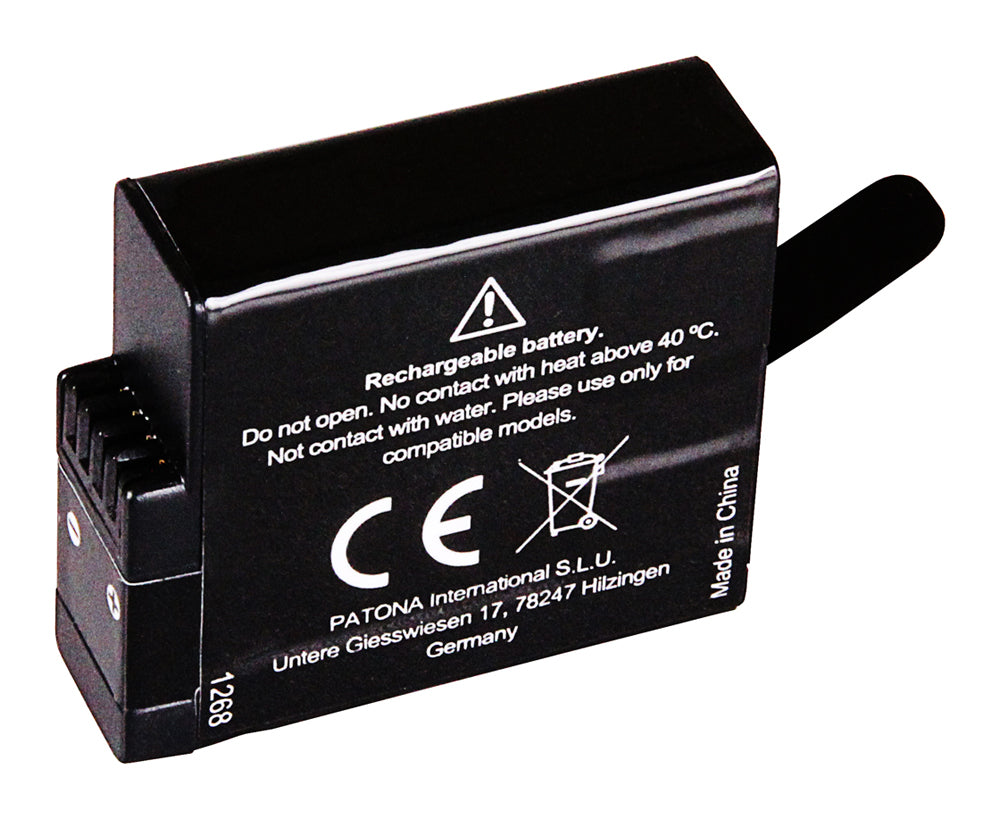 PATONA AABAT-001 Akku – 1250 mAh (4,7 Wh), 3,85 V – für GoPro Hero 5, Hero 6 – Schwarz