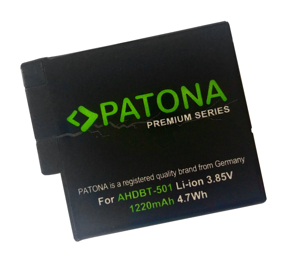 PATONA AABAT-001 Akku – 1250 mAh (4,7 Wh), 3,85 V – für GoPro Hero 5, Hero 6 – Schwarz