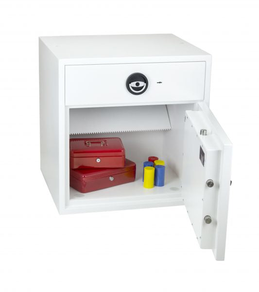 Phoenix Safe Co. Phoenix Einwurf-Tresor DIAMOND DEPOSIT HS1091E – Elektronikschloss – 112,0 l – Bodenmontage – Weiss