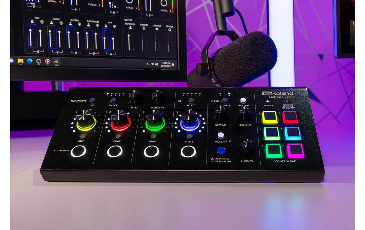 Roland Bridge Cast X – Audio-Interface & HDMI Capture-Adapter, 2× HDMI In, 4K, XLR, USB-betrieben