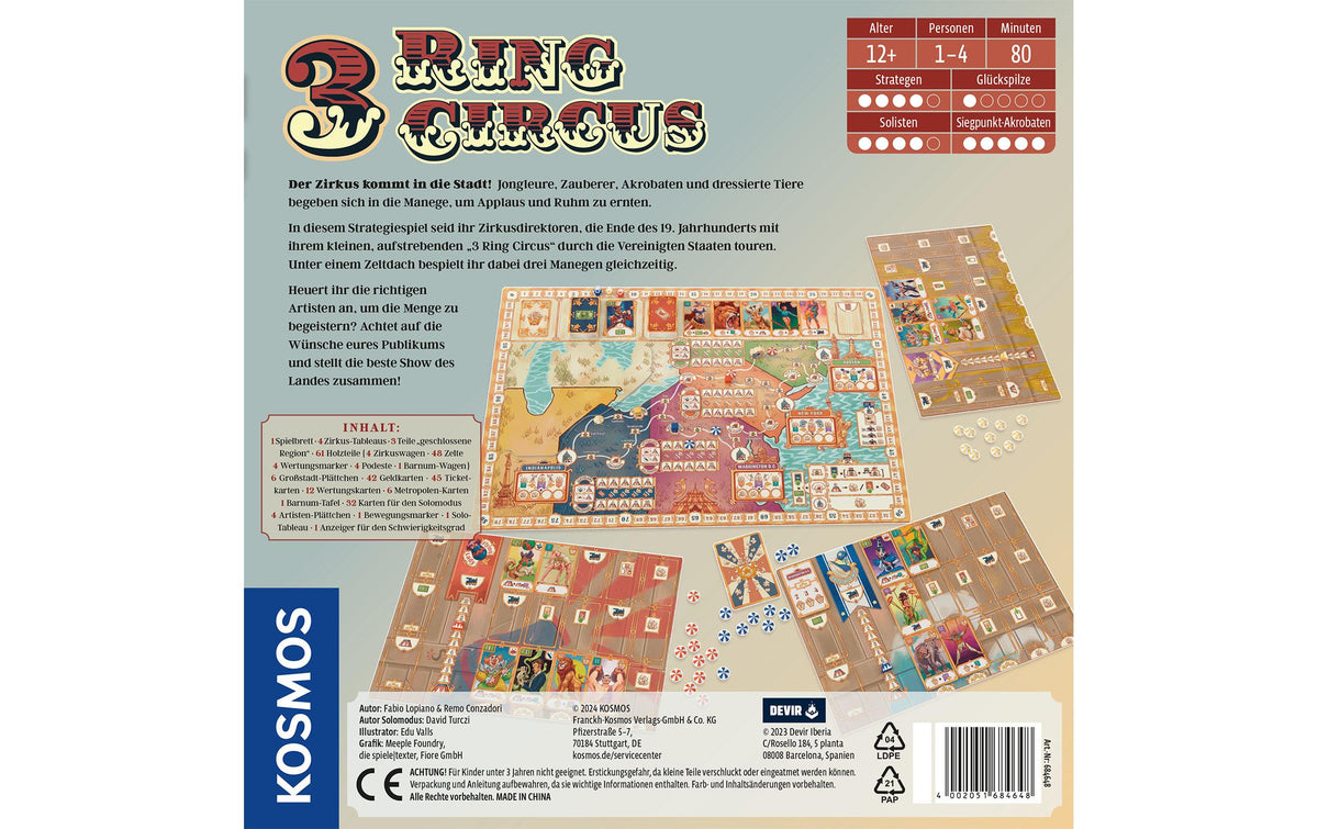Kosmos 3 Ring Circus – Strategiespiel, 1–4 Spieler, ab 12 Jahren, 80 Min., DE