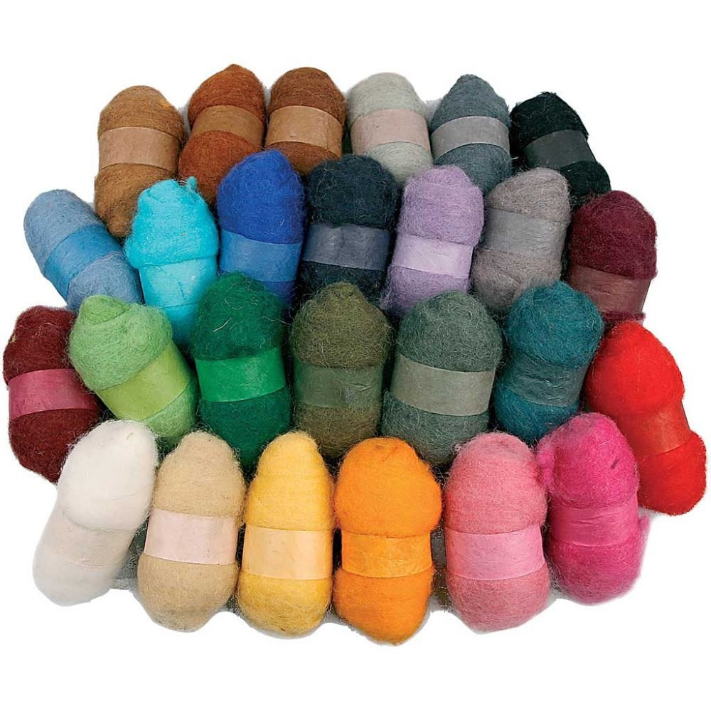 Creativ Company Kardierte Wolle – Mehrfarbig (26 × 25 g)