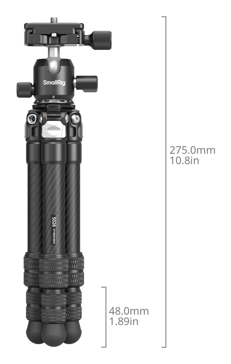 SmallRig 5026 Carbon-Faser Pocket-Stativ – bis 39,5 cm, 5 kg – Schwarz