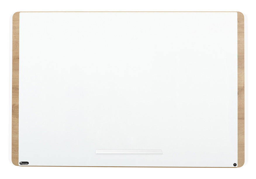 Rocada Whiteboard – 115 × 75 cm, lackierter Stahl, magnetisch, Holzrahmen, Eiche, Wandmontage