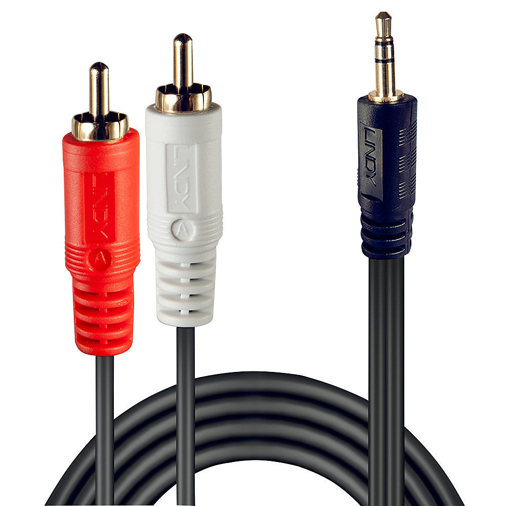 Lindy Audio-Adapterkabel 2×RCA (Stecker) auf 3,5 mm Klinke (Stecker) – 1 m, 3-polig (TRS)