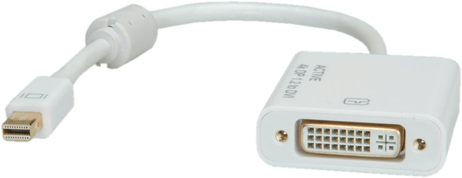 ROLINE Mini DisplayPort zu DVI-D Adapter – 4K (3840 × 2160) @ 30 Hz, passiv, 0,1 m – Weiss