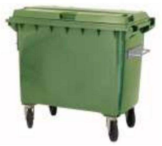 Verwo Abfallcontainer – 770 l – mit Deckel – Kunststoff, Grün – B × H × T 1340 × 1310 × 780 mm