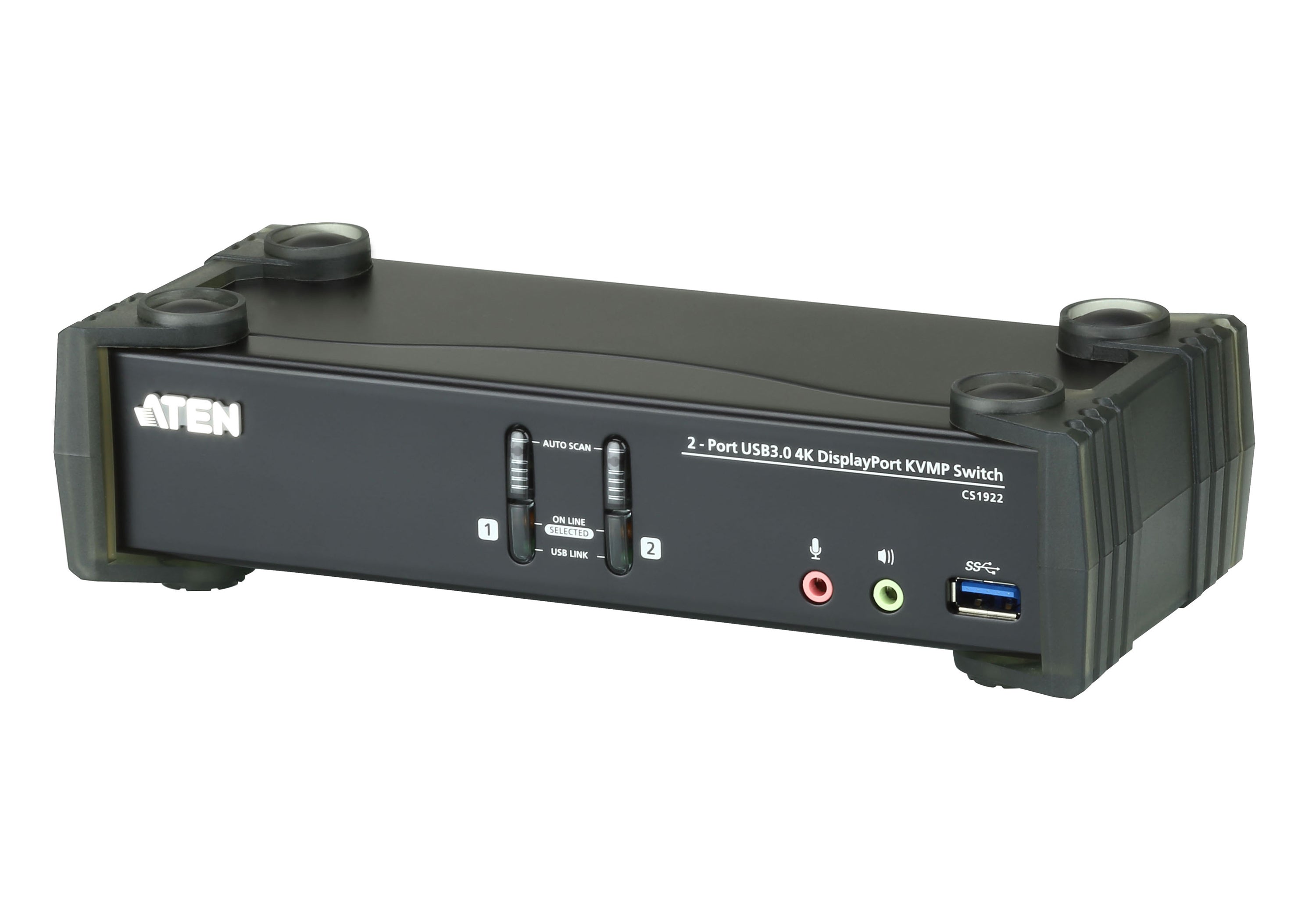 ATEN CS1922 – KVM-Switch, DisplayPort/USB 3.2 Gen 1/Audio (3,5 mm), 4K (4096 × 2160), HDCP, Hot-Plug