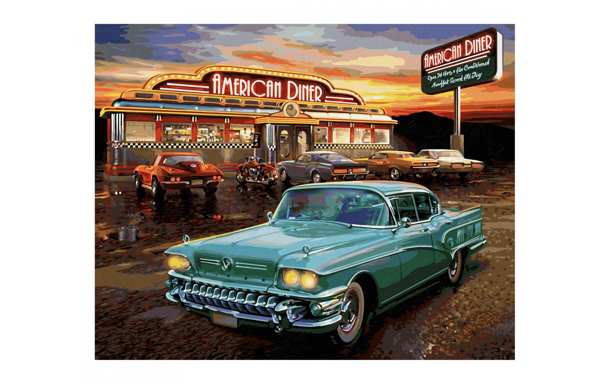 Schipper Malen-nach-Zahlen-Set – American Diner – 50 × 40 cm – ab 14 Jahren – inkl. Acrylfarbe