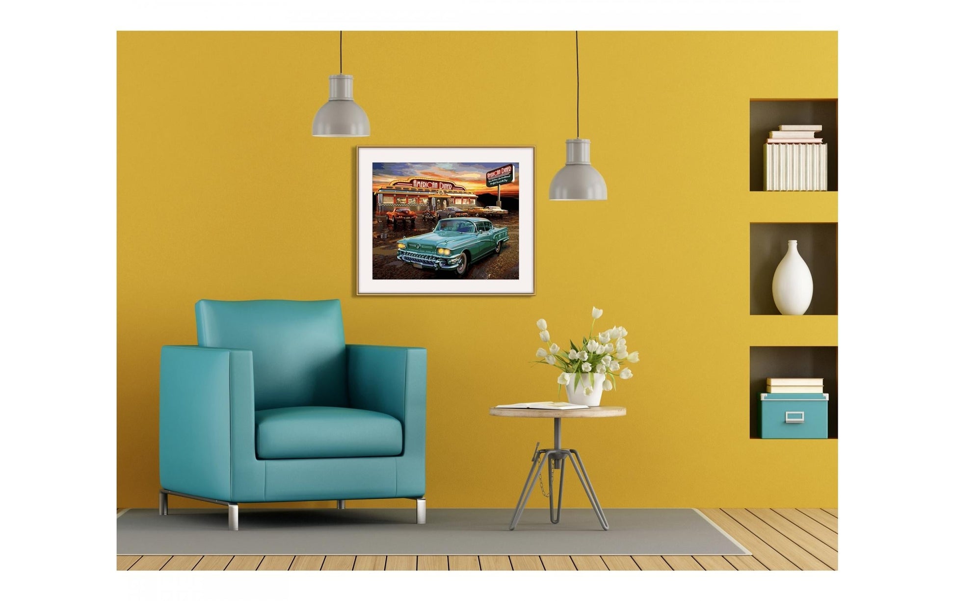 Schipper Malen-nach-Zahlen-Set – American Diner – 50 × 40 cm – ab 14 Jahren – inkl. Acrylfarbe