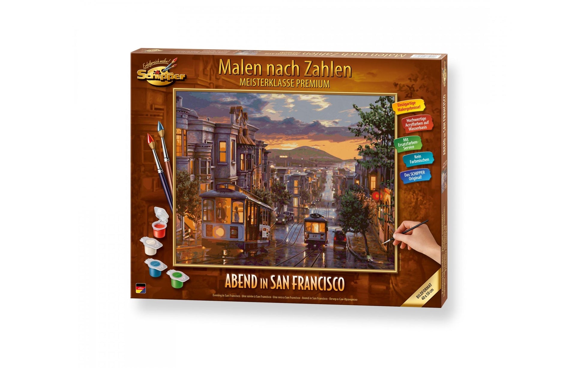 Schipper Malen-nach-Zahlen-Set – Abendstimmung in San Francisco – 50 × 40 cm – 35 Farben – ab 14 Jahren