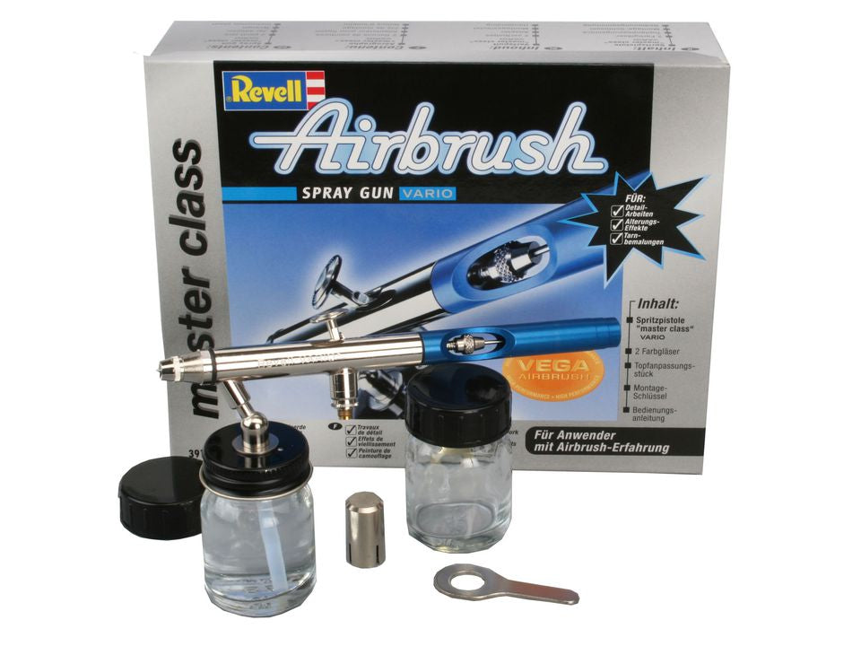 Revell Master Class Vario 39107 – Airbrush-Pistole, Doppelwirkung, Innenmischung, Blau/Silber