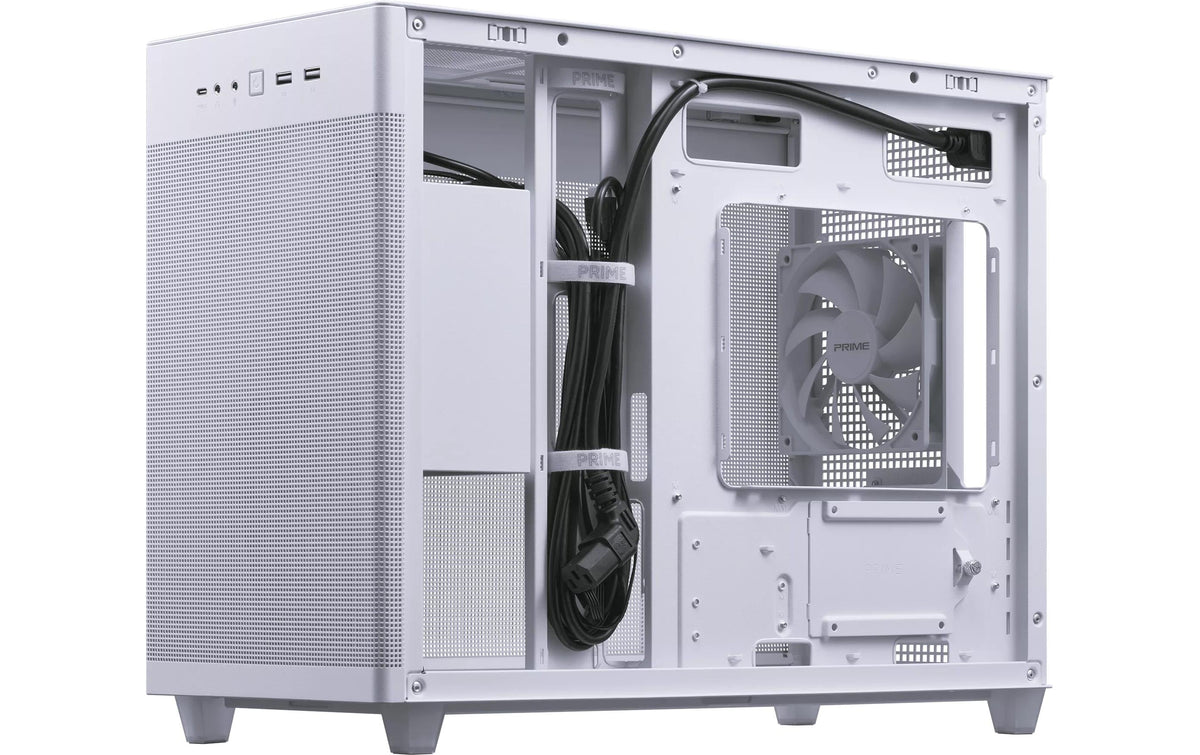 ASUS Prime AP201 – Mini-Tower Gehäuse – Micro-ATX, Weiss, 3×3,5" und 1×2,5", 4 Slots, 1×120 mm Rücklüfter