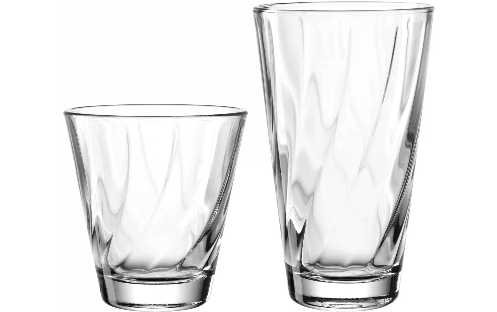LEONARDO Twist Gläserset – 0,22 l + 0,30 l, Kalk-Natron-Glas, Transparent, Spülmaschinenbeständig, 12 Stück