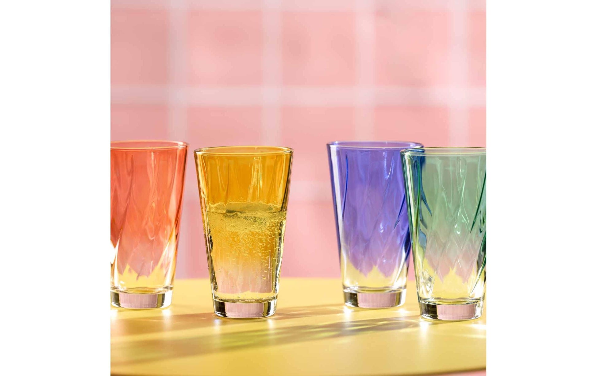 LEONARDO Trinkglas – 0,30 l, Glas, Gelb, spülmaschinenfest, 4 Stück
