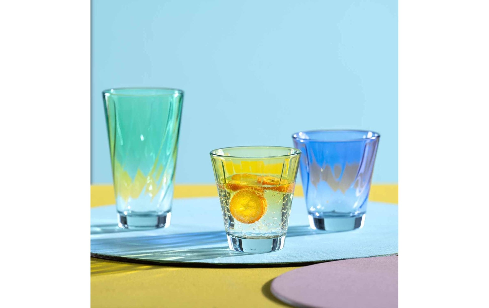 LEONARDO Trinkglas – 0,22 l, Glas, Blau, spülmaschinenfest, 4 Stück