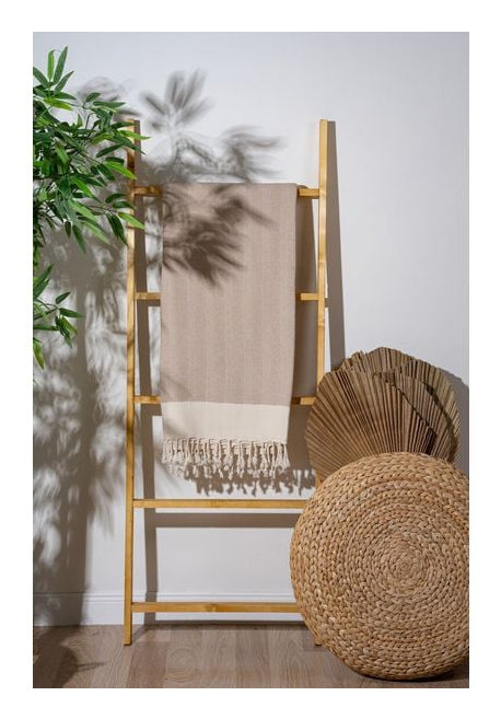 Foutastic Strandtuch Baliksirti – 90 × 180 cm, Beige, 90% Baumwolle/10% Polyester
