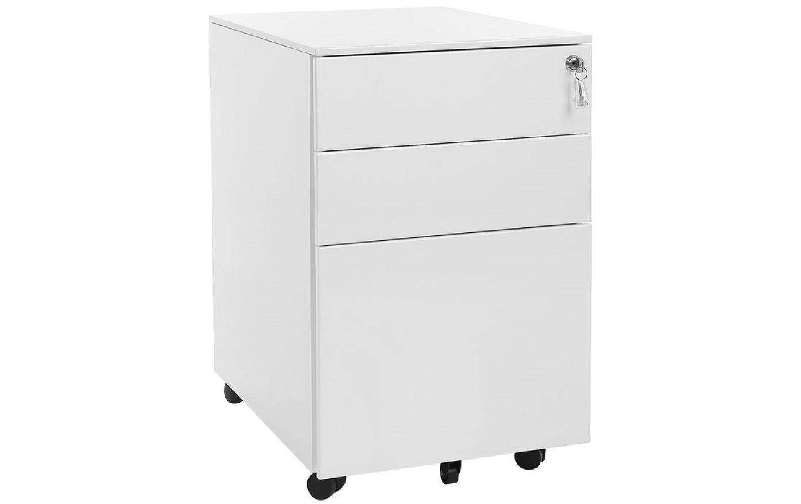 Songmics Rollcontainer – Stahl, weiss, abschliessbar, 39 × 60 × 52 cm