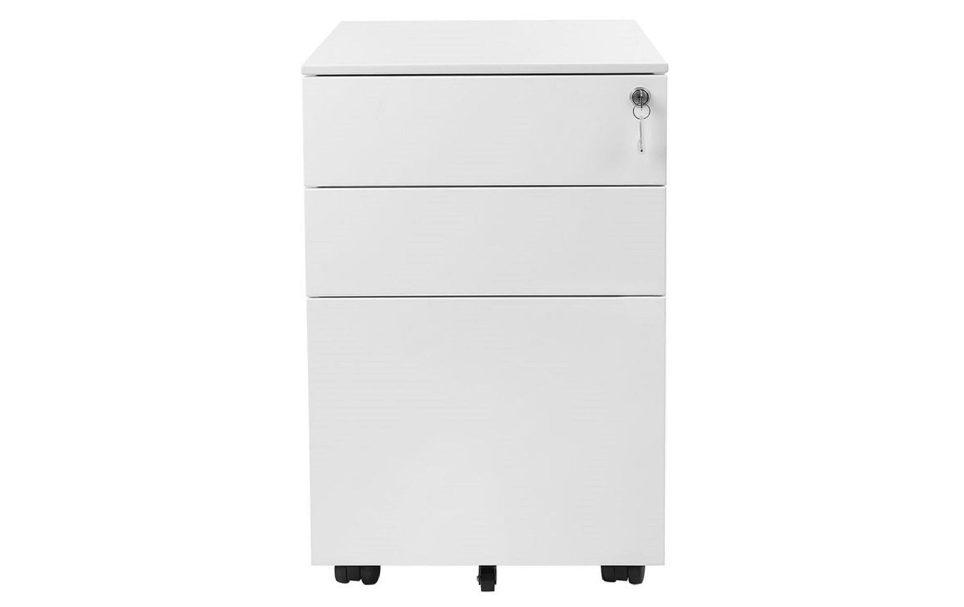 Songmics Rollcontainer – Stahl, weiss, abschliessbar, 39 × 60 × 52 cm