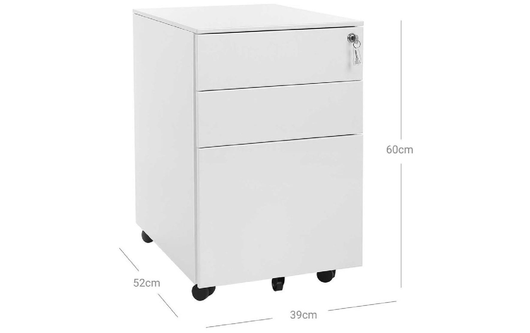 Songmics Rollcontainer – Stahl, weiss, abschliessbar, 39 × 60 × 52 cm