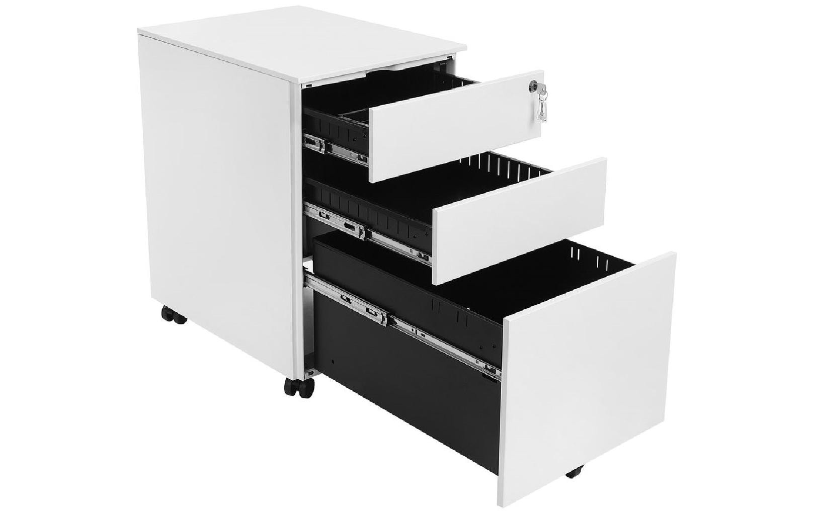 Songmics Rollcontainer – Stahl, weiss, abschliessbar, 39 × 60 × 52 cm