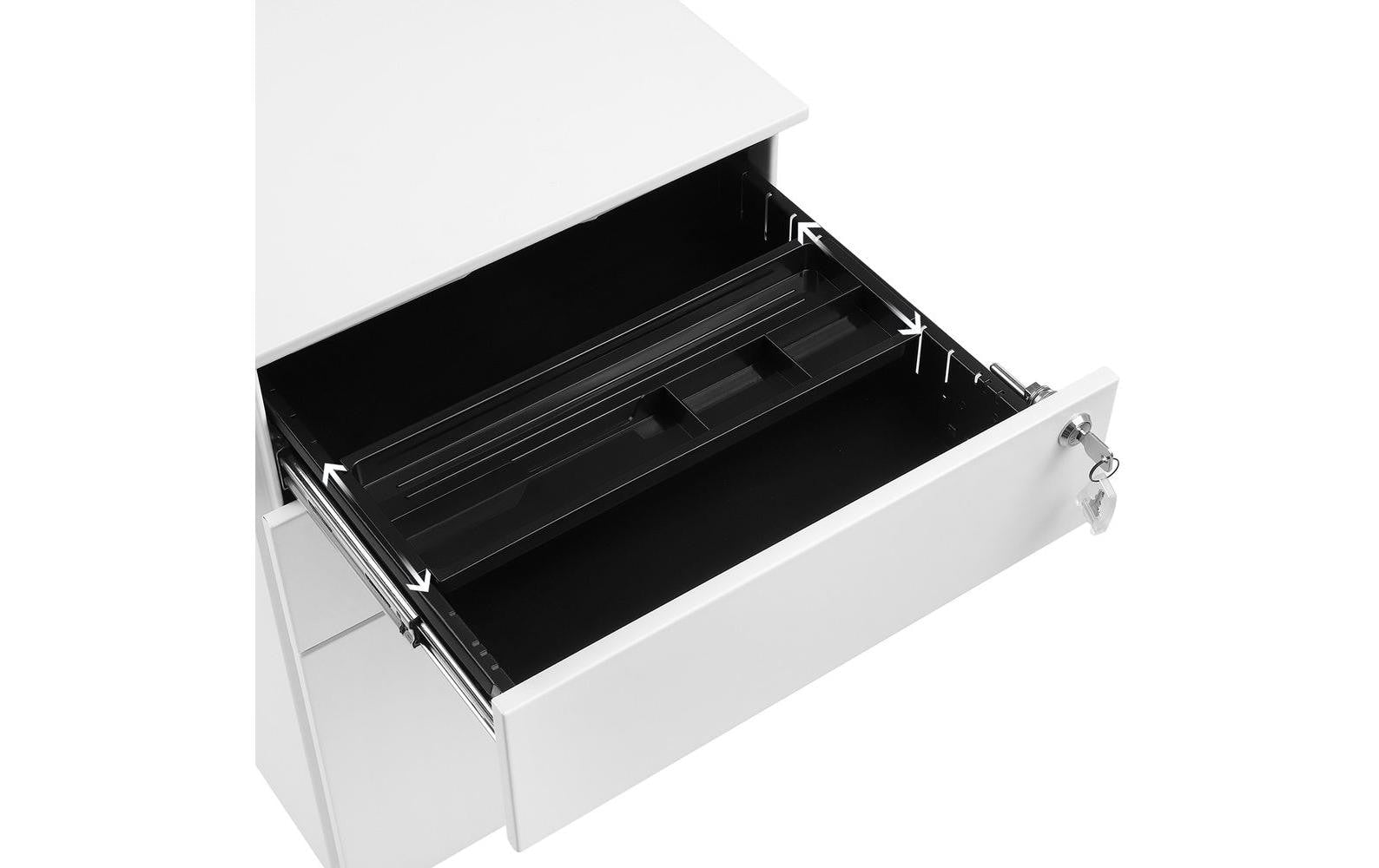 Songmics Rollcontainer – Stahl, weiss, abschliessbar, 39 × 60 × 52 cm