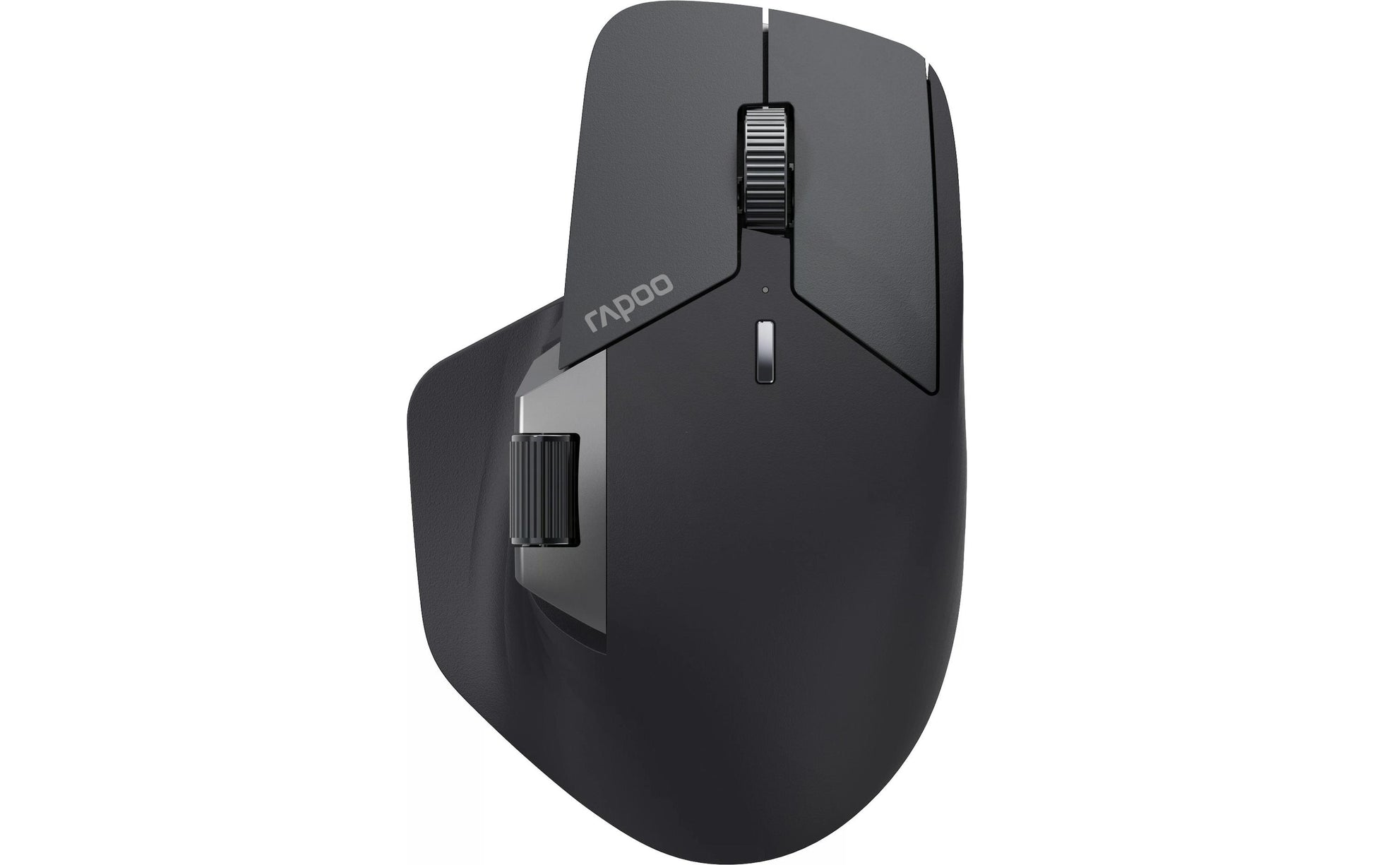 Rapoo MT760L Ergonomische Maus – kabellos, Bluetooth + 2,4 GHz, USB-C, für Rechtshänder, Daumentaste, schwarz