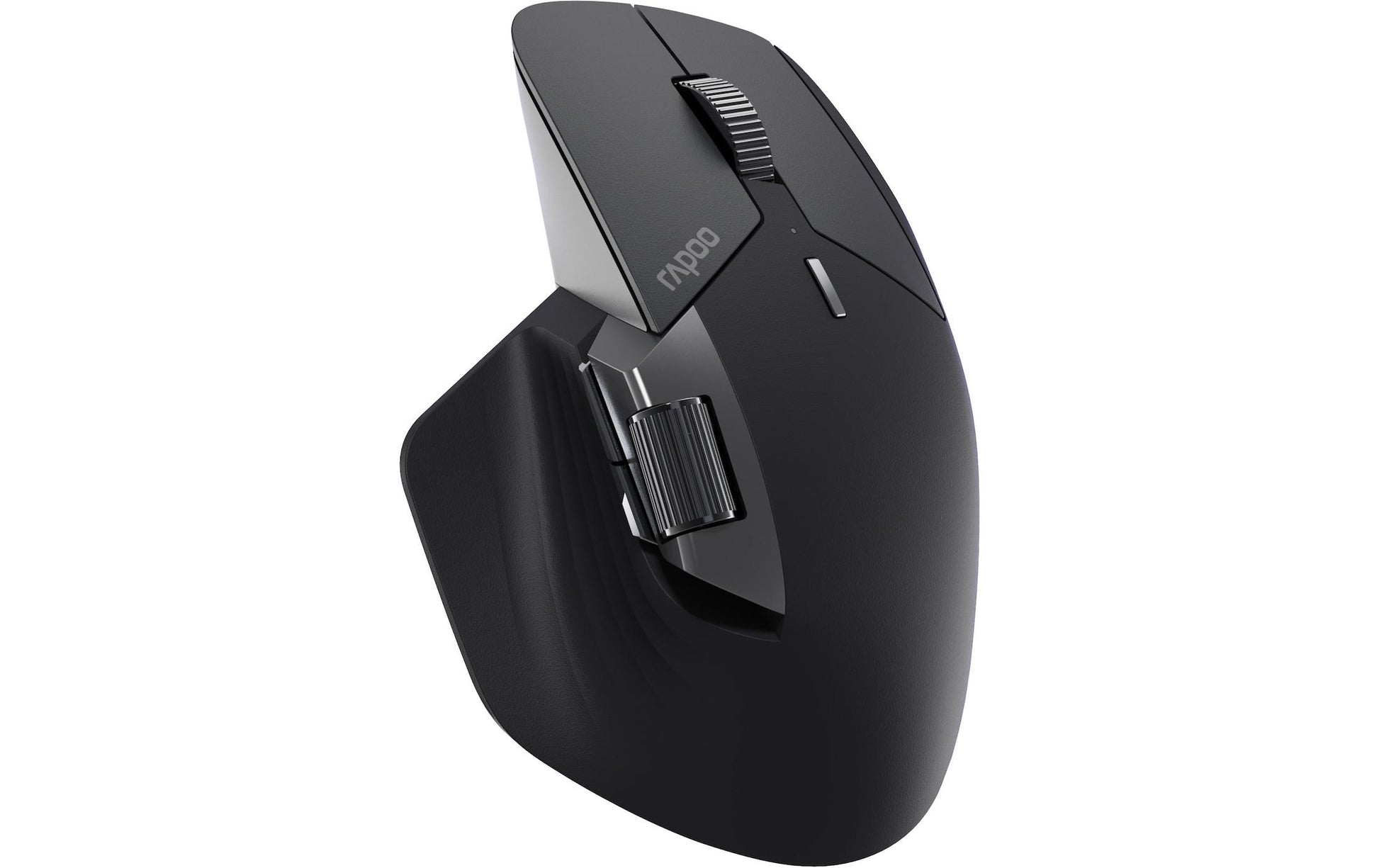 Rapoo MT760L Ergonomische Maus – kabellos, Bluetooth + 2,4 GHz, USB-C, für Rechtshänder, Daumentaste, schwarz