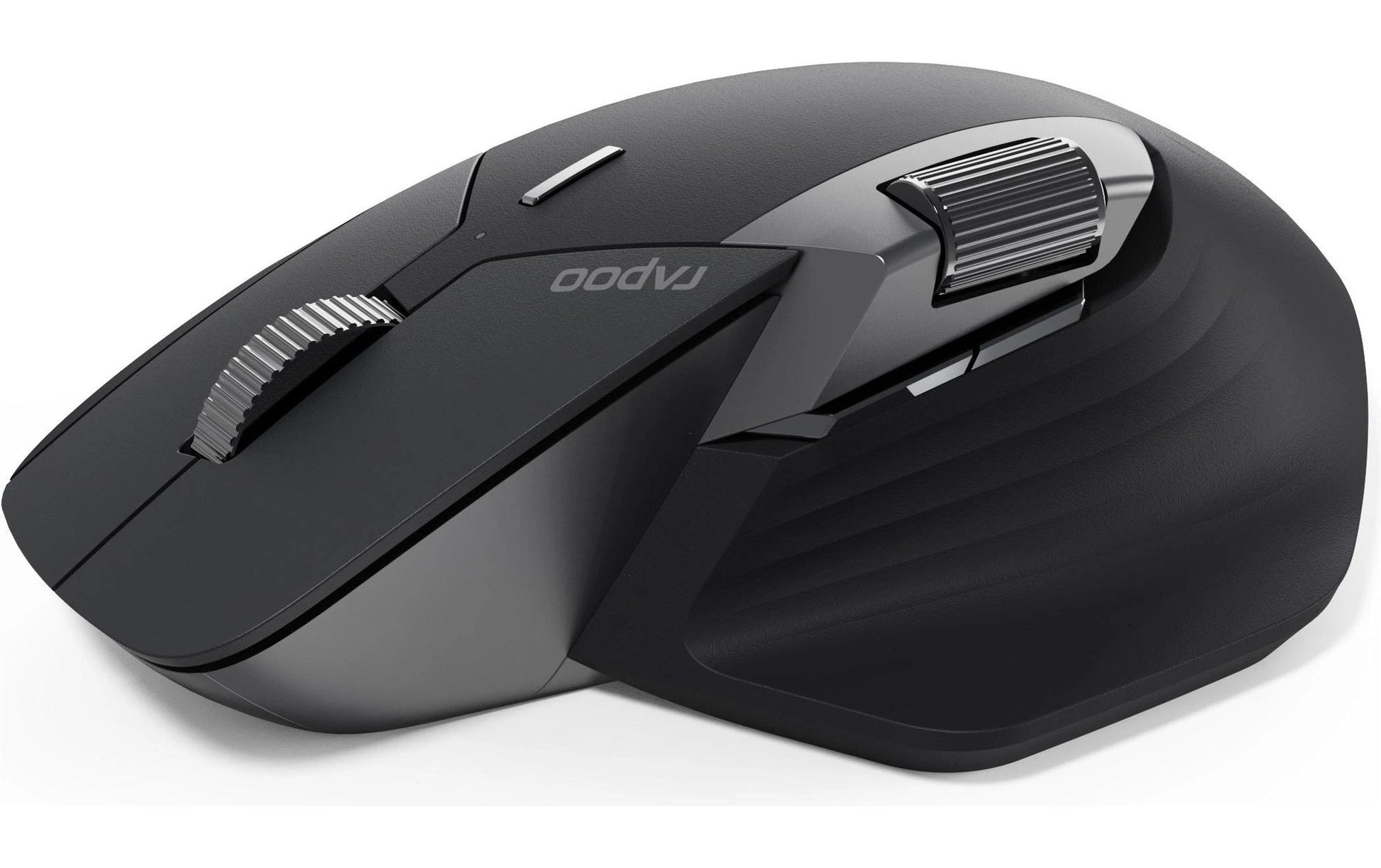 Rapoo MT760L Ergonomische Maus – kabellos, Bluetooth + 2,4 GHz, USB-C, für Rechtshänder, Daumentaste, schwarz