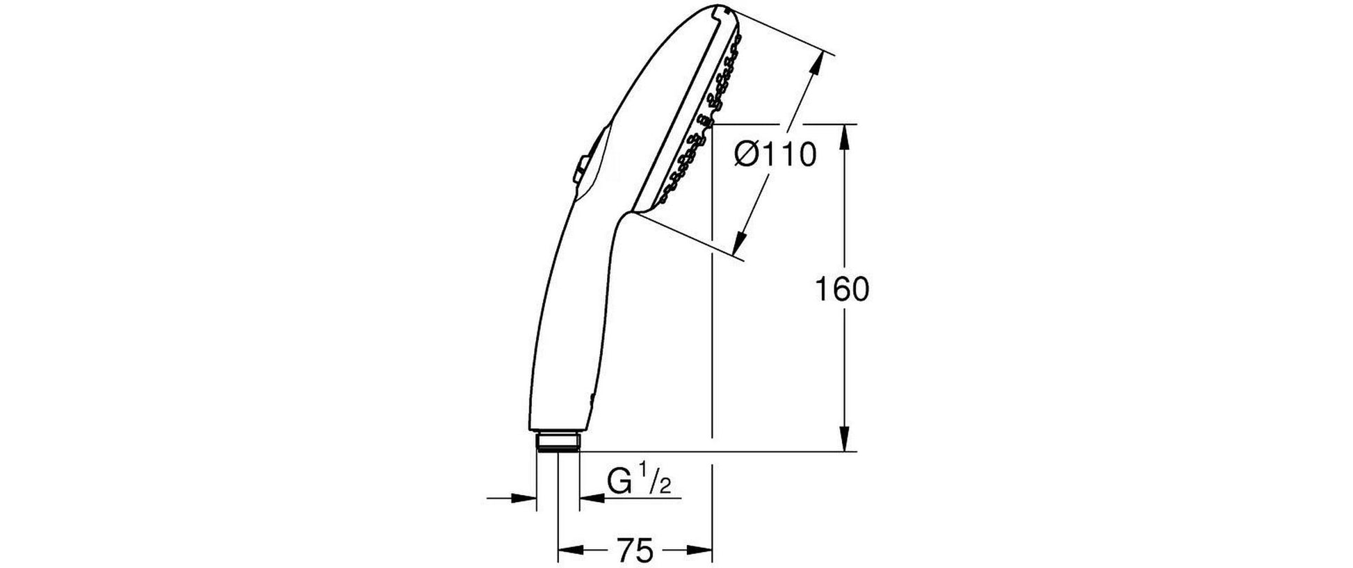 GROHE Vitalio Start 110 II Handbrause – Kunststoff, Chrom, 2 Strahlarten, 7 l/min, Anschluss 1/2"
