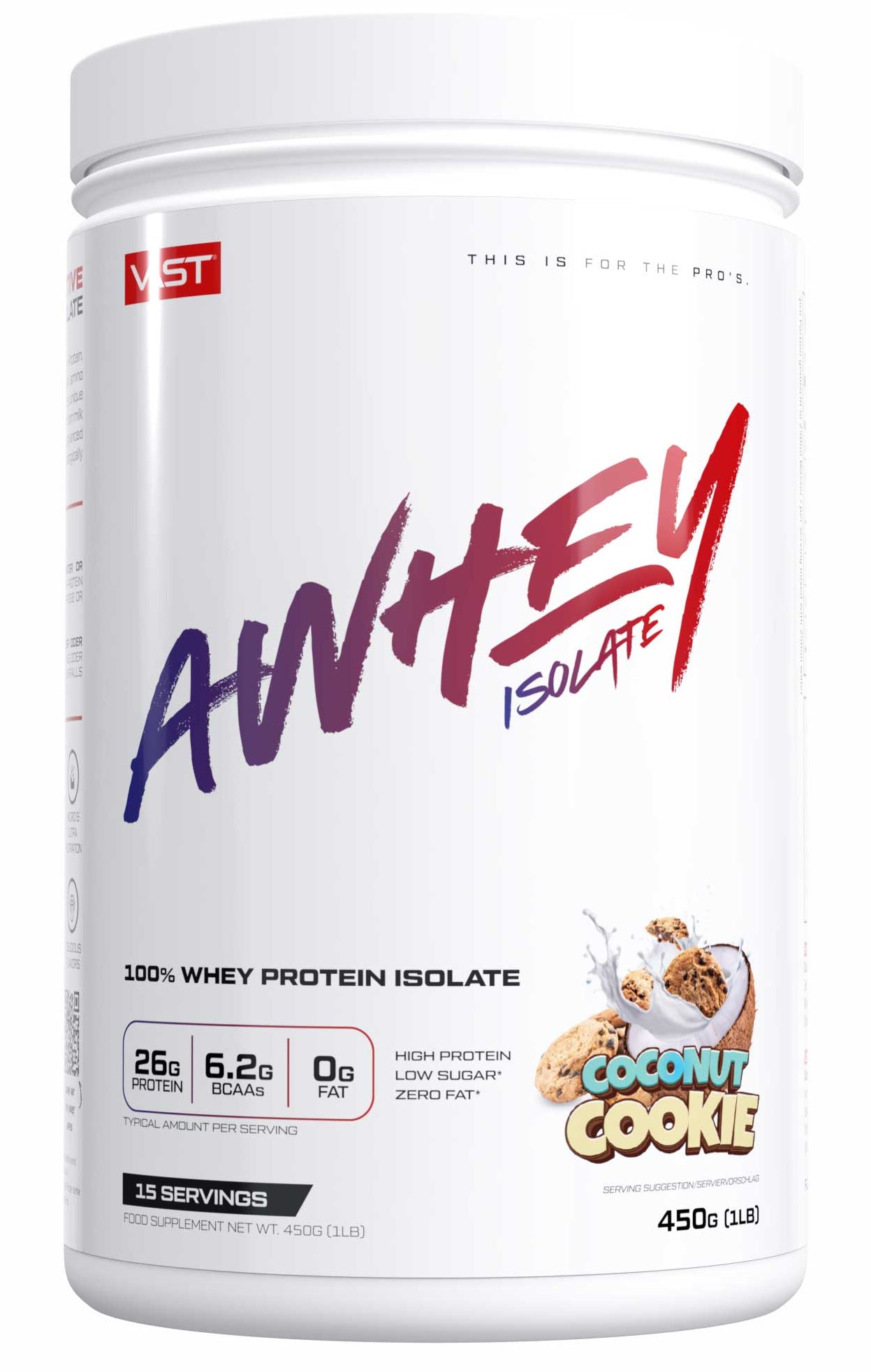 VAST Sports Whey Protein AWhey Isolate Kokosnuss Cookie – 450 g