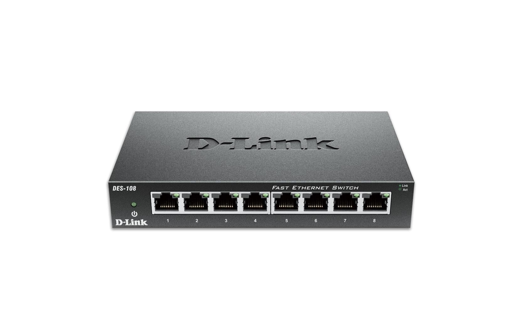 D-Link DES-108 – Switch – 8× 10/100, Desktop, Schwarz