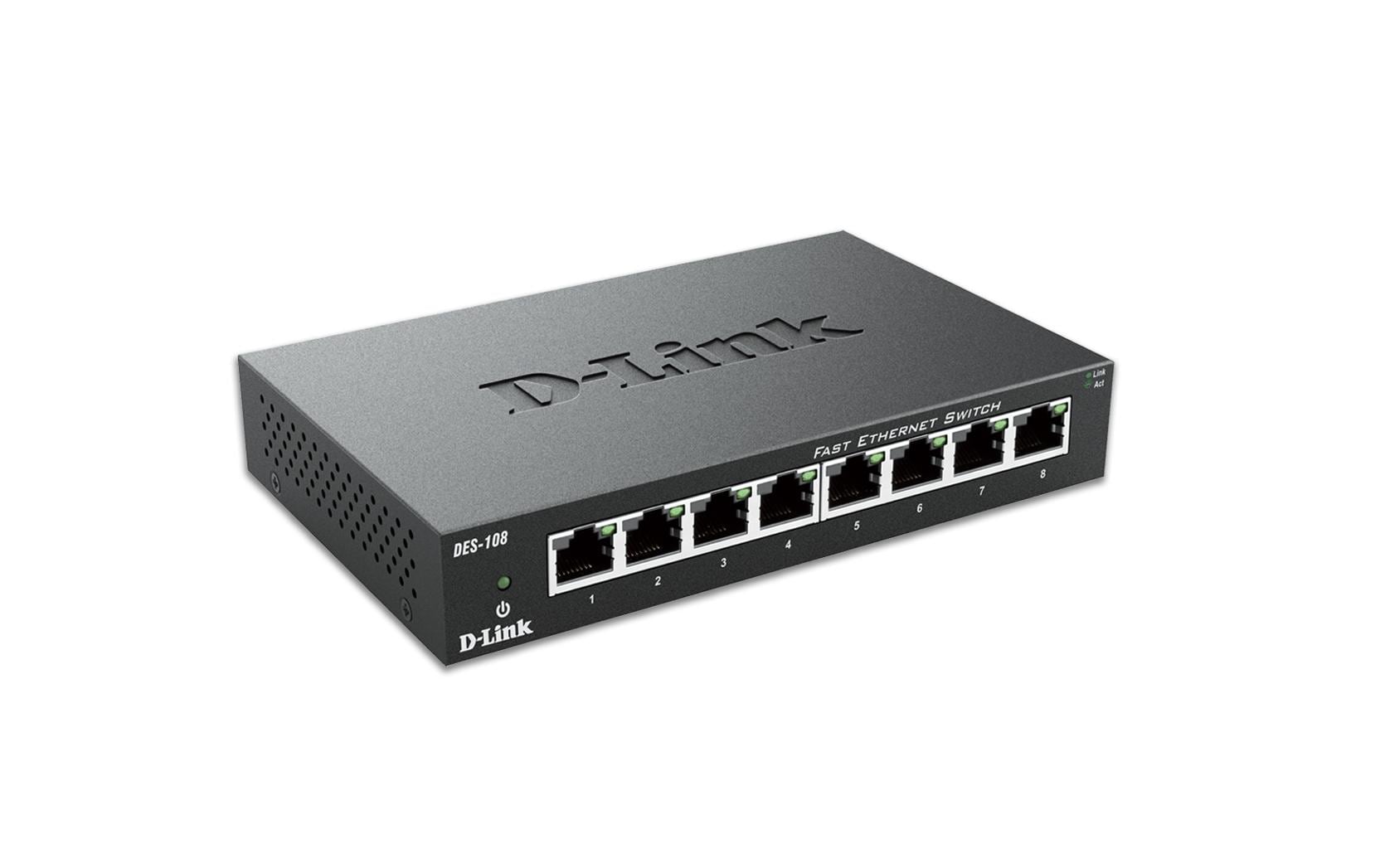 D-Link DES-108 – Switch – 8× 10/100, Desktop, Schwarz